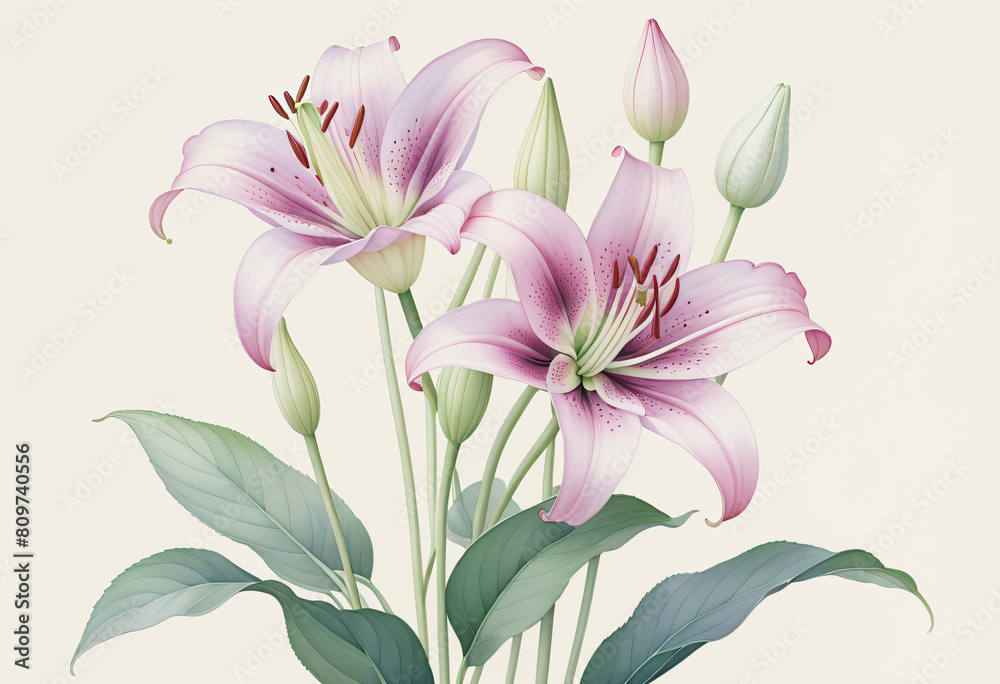 Fototapeta premium Purple lily flower on white background