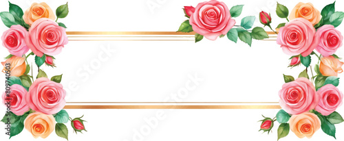 Roses flower in watercolor for invitation ornament2