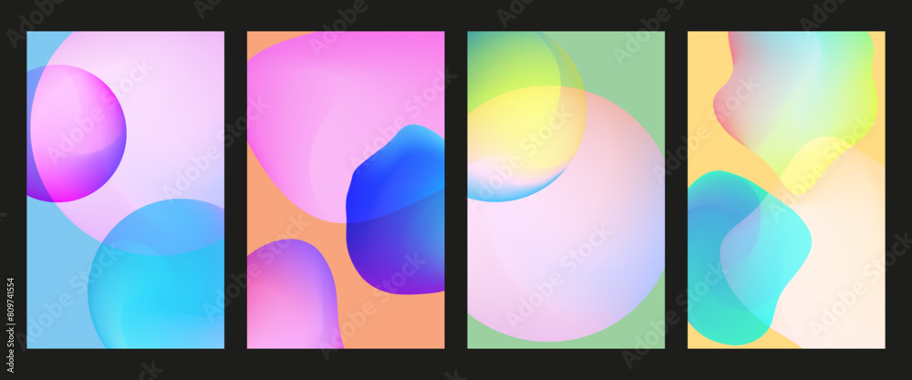Trendy cover set. Vivid gradient shapes poster collection Trendy cover set. Vivid gradient shapes poster collection