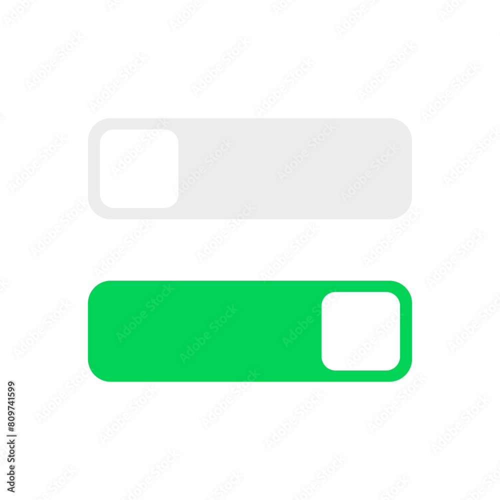 On and Off toggle switch buttons template for UI design. On and Off toggle switch buttons template for UI design.