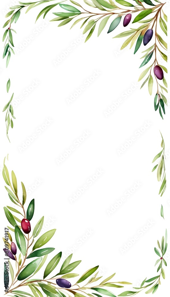 Olive leaves frame border blank invitation4
