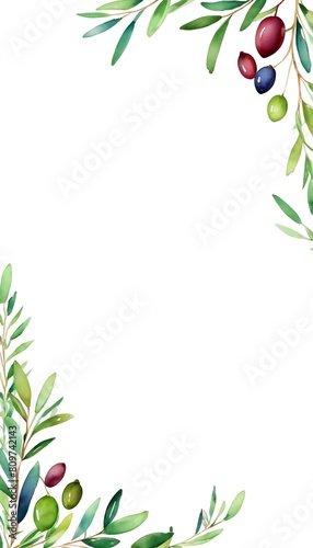 Olive leaves frame border blank invitation2