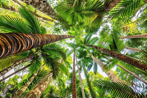 Tropical Palm Trees  Green Sky  Beach Plant  Summer  Vacation  Nature Sun