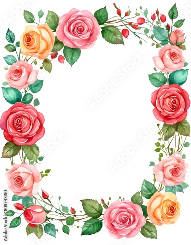 Roses flower frame border blank invitation4