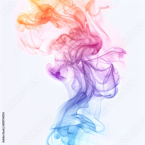 Colorful brush smoke against on white background