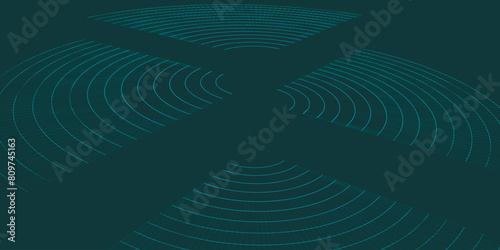 Futuristic torn sphere from a stream of particles. Abstract background of radial halftone dots. 3d digital wave technology. Futuristic vector illustration.