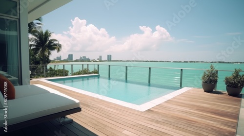 view of the infinity pool and bay.AI generated image