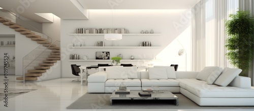 Neat and clean modern living room interior.AI generated image