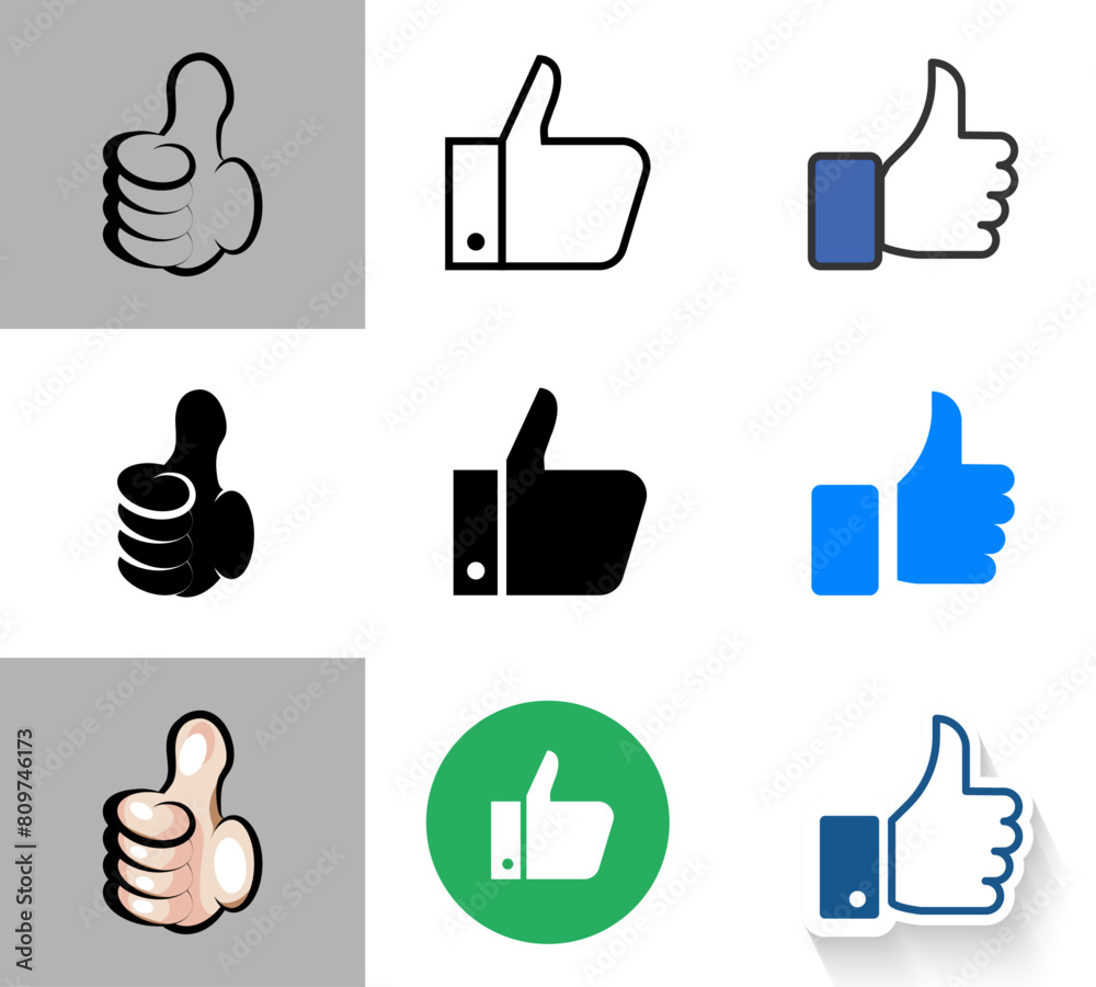 like icons. Thumbs up icon sets. Ui,web social media icon. vector illustration concept. like icons. Thumbs up icon sets. Ui,web social media icon. vector illustration concept.