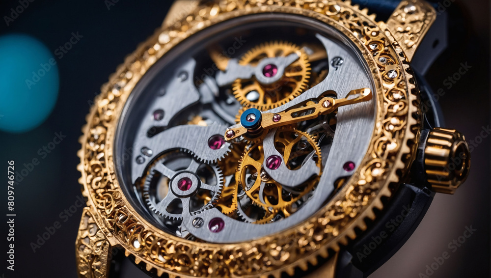 Timepiece Anatomy, Detailed Background of Watch Gear Mechanism Close-Up