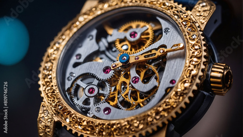 Timepiece Anatomy  Detailed Background of Watch Gear Mechanism Close-Up