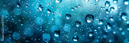 water droplets on a blue background, water texture surface, water drop texture on blue background