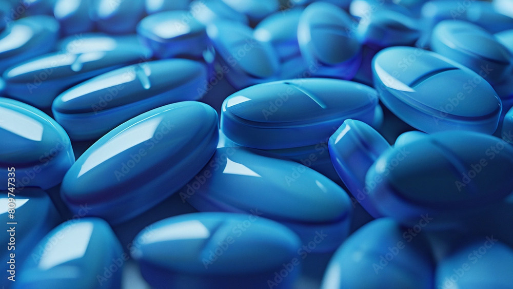 Medical Background: Blue Oval Pills Illustrating Medicine, Health Care, and Science Medical Background: Blue Oval Pills Illustrating Medicine, Health Care, and Science