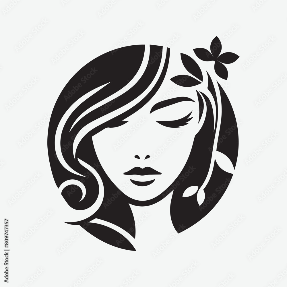 Beauty parlor simple clean logo vector silhouette illustration. Logo for beauty salon, organic spa Vector Illustration