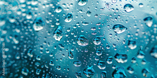 water droplets on a blue background  water texture surface  water drop texture on blue background