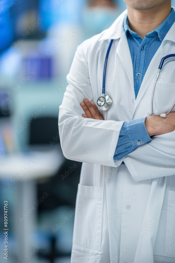 Doctor Standing with Blurred Background, Banner Doctor Standing with Blurred Background, Banner