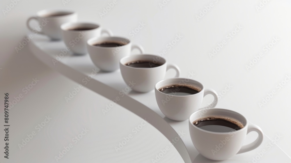 Conceptual representation of spinning coffee cups forming a staircase, symbolizing productivity Conceptual representation of spinning coffee cups forming a staircase, symbolizing productivity