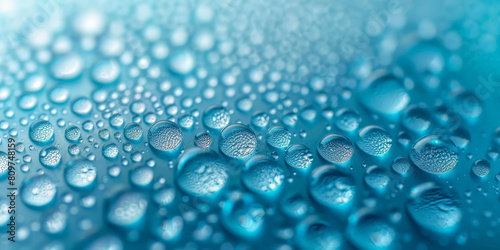 water droplets on a blue background, water texture surface, water drop texture on blue background