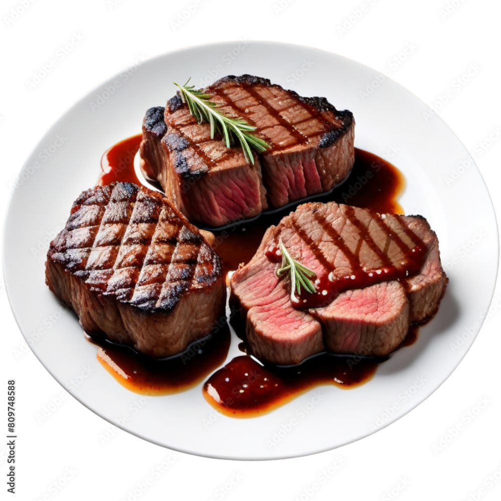 Delicious beef steak on white plate Delicious beef steak on white plate