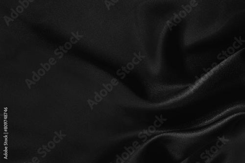 Black grey fabric texture background, detail of silk or linen pattern.