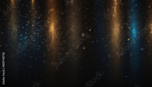 background of abstract glitter lights. blue, gold and black. de focused. banne