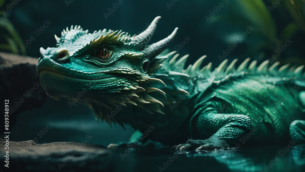 lizard that is sitting on a rock in the water lizard that is sitting on a rock in the water