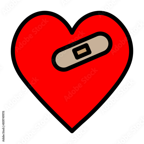 emoji Injured Heart Line Filled Icon Design