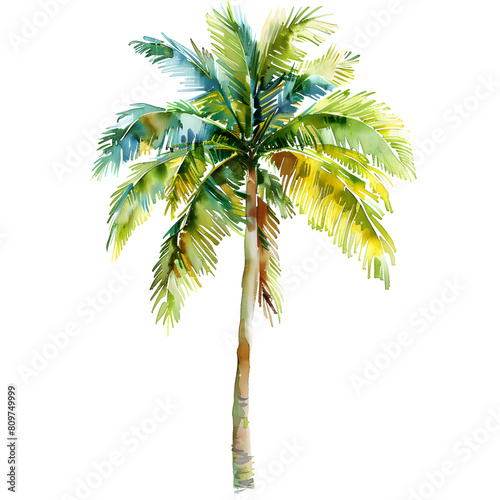 Trees front view, PNG, watercolor style vector tree, palm tree, architectural element, PNG bundle, vector clipart, transparent background