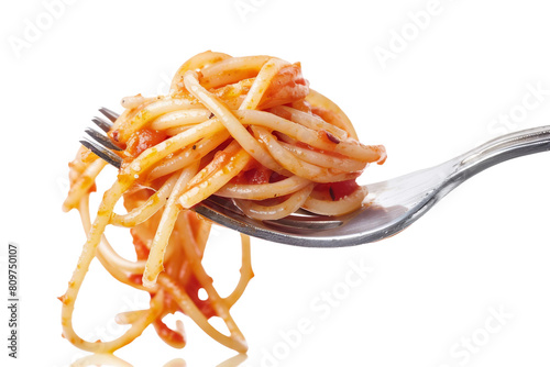 Spaghetti in a Fork. On Transparent Background.