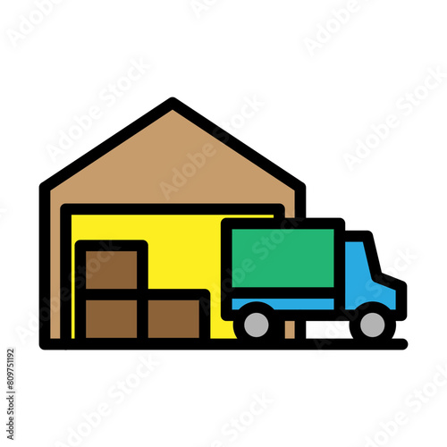 Warehouse Line Filled Icon Design