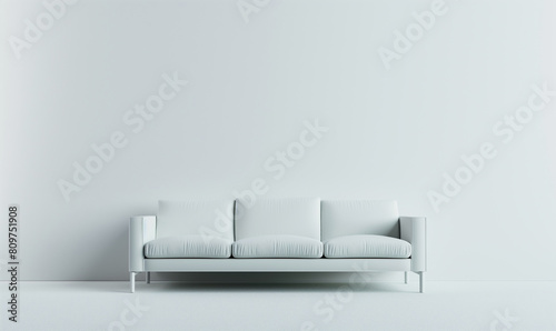 3d rendering, Minimalist living room with sofa and blank white wall for mockup or interior design © 수동 김