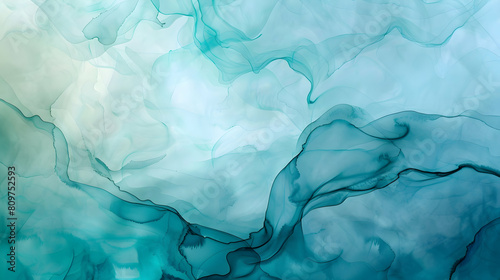 Teal  blue  and green abstract watercolour paint background with a liquid  flowing texture for backdrop and banner