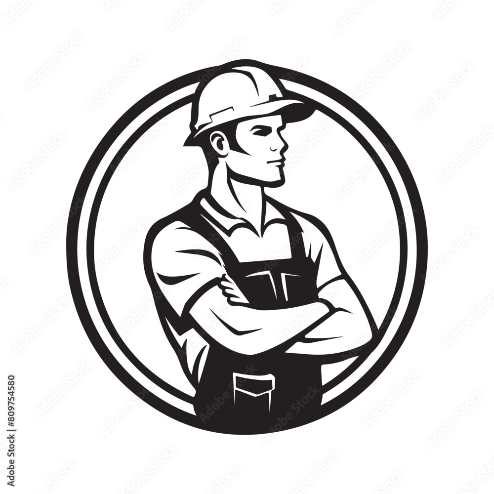 Construction Worker Logo Vector Art, Icons, and Graphics on white background Construction Worker Logo Vector Art, Icons, and Graphics on white background