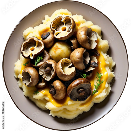Mashed potatoes with delicious fried mushrooms