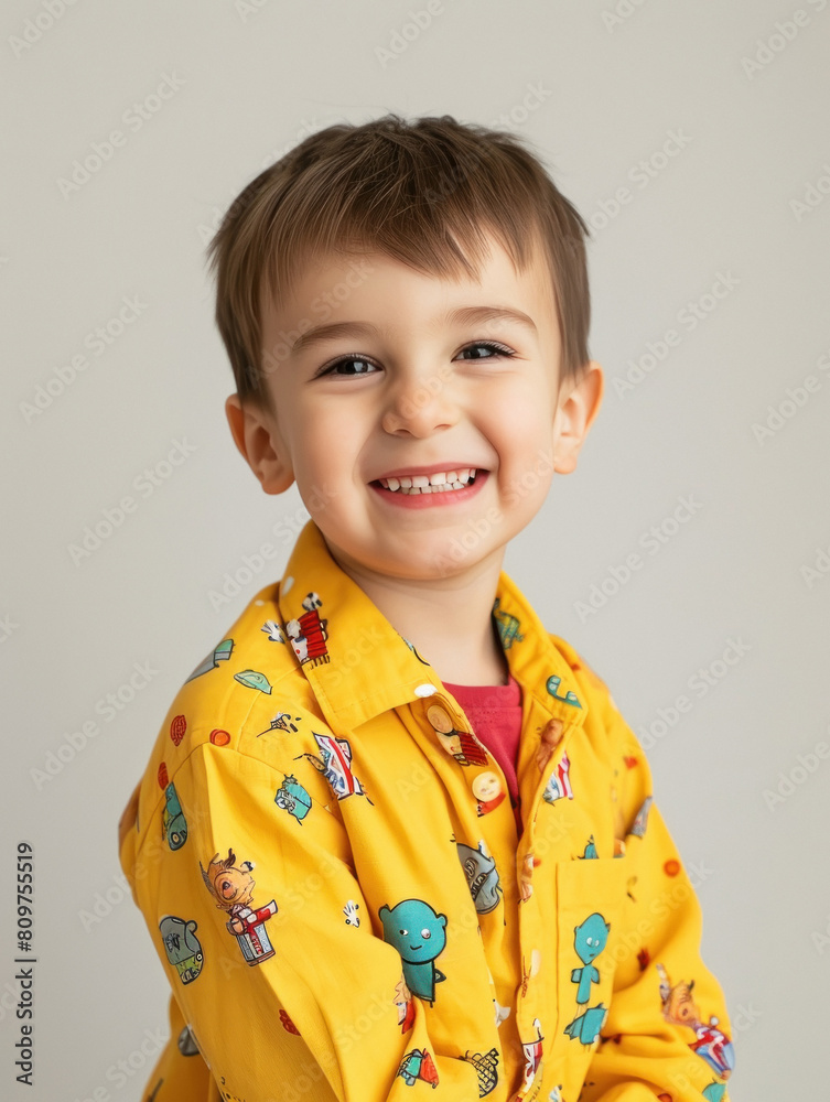 A cute little boy smiling on white background A cute little boy smiling on white background