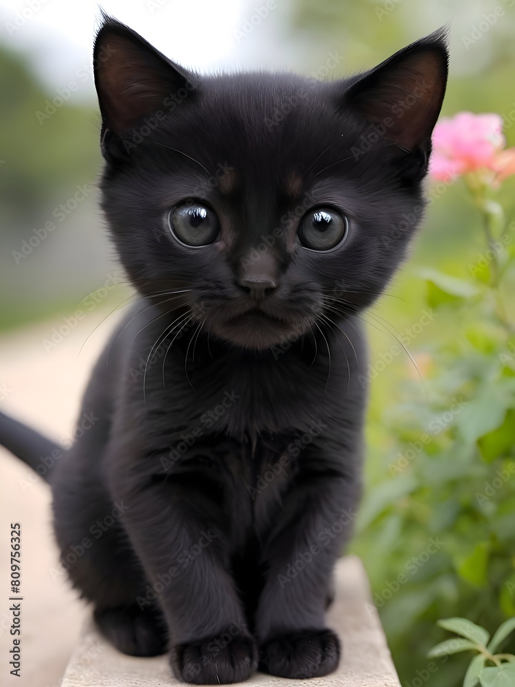 Black Cat Animal Realistic Photo Illustration Art