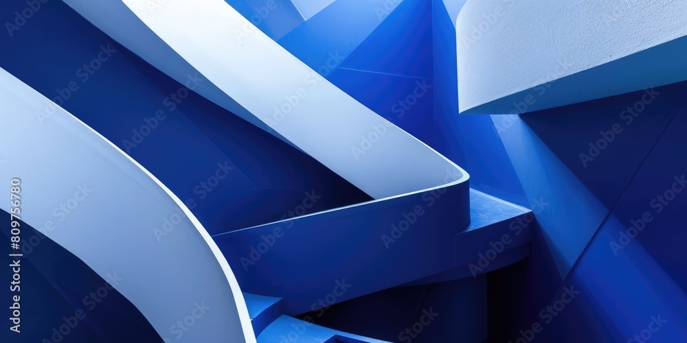 A blue and white image of a spiral staircase A blue and white image of a spiral staircase