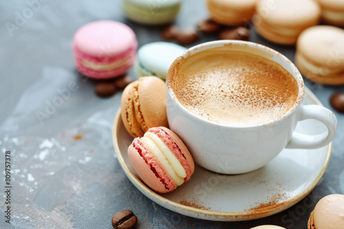 A cup of coffee and some Macaroons