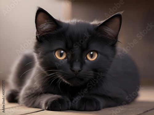 Black Cat Animal Realistic Photo Illustration Art © ViewofWorld
