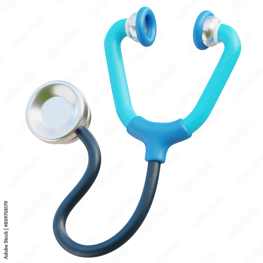 A 3D illustration of a modern stethoscope in blue and dark grey, perfect for medical presentations, healthcare blogs, and educational materials on clinical tools. A 3D illustration of a modern stethoscope in blue and dark grey, perfect for medical presentations, healthcare blogs, and educational materials on clinical tools.