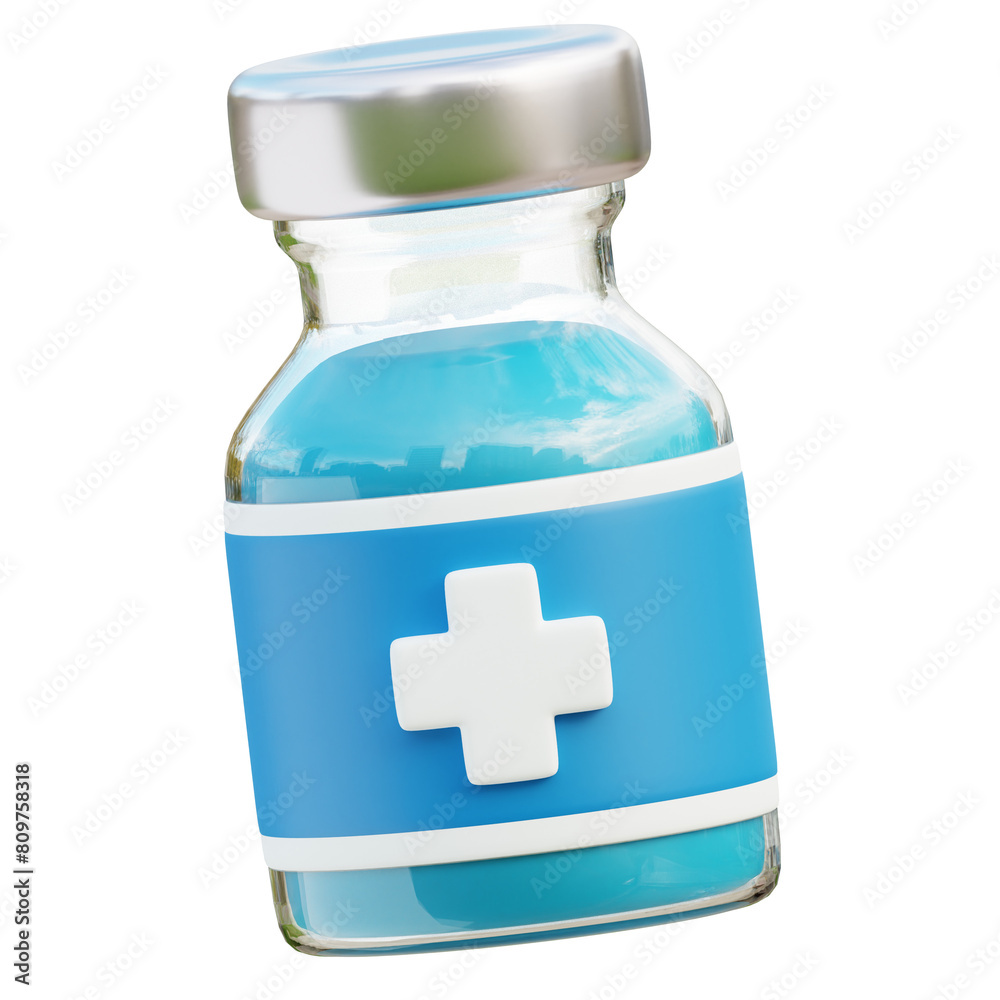 3D vaccine vial with a vibrant blue label and a white medical cross, symbolizing healthcare and immunization efforts. 3D vaccine vial with a vibrant blue label and a white medical cross, symbolizing healthcare and immunization efforts.
