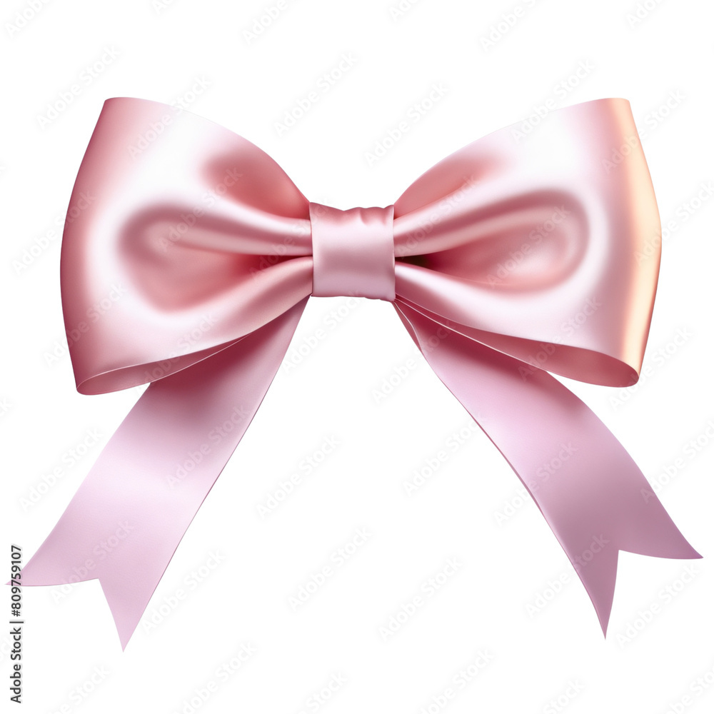 Pink satin bow isolated on white background.
