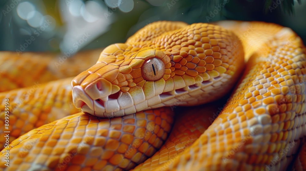 A snake is curled up on the ground A snake is curled up on the ground