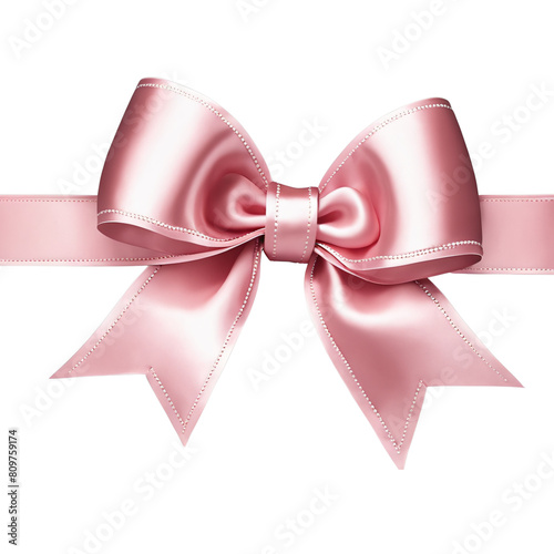 Pink satin bow isolated on white background.
