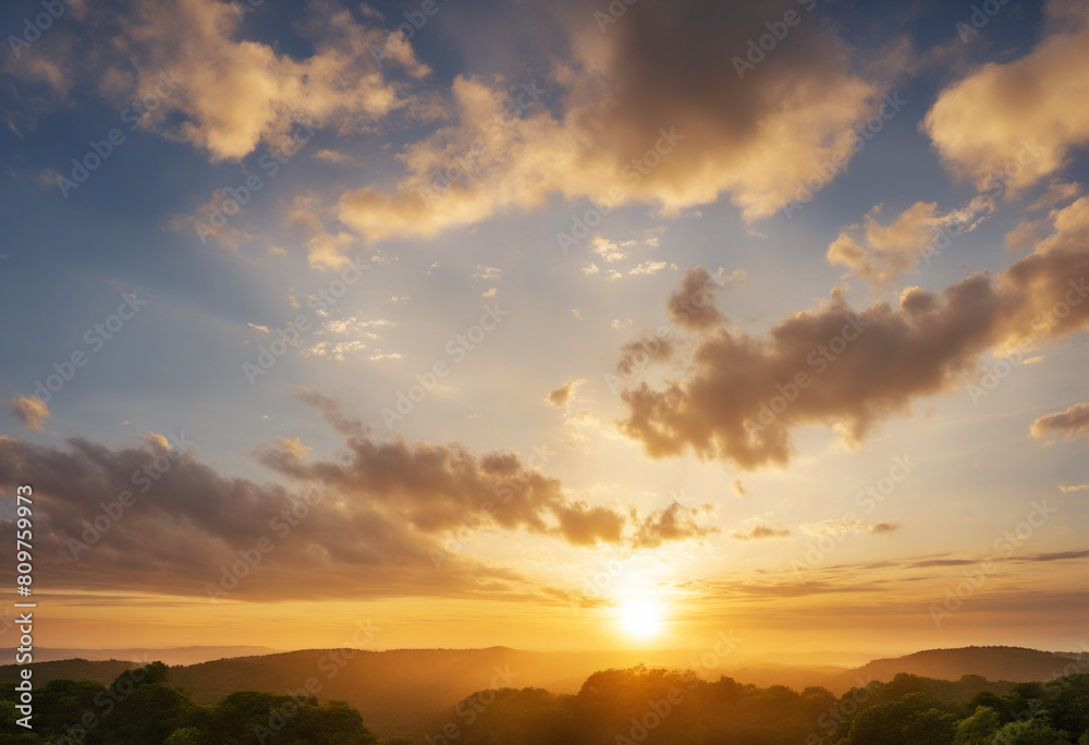 Fototapeta premium magical cloudy sky with sunrise