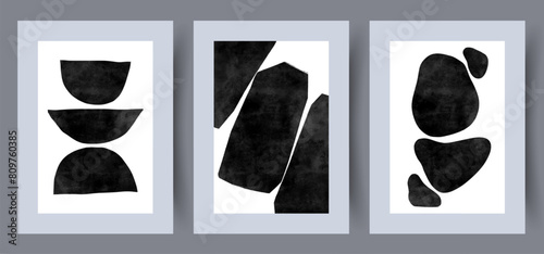 Obraz na płótnie Abstract forms simplicity geometry wall art print. Collection, bundle. Wall artwork for interior design. Contemporary decorative background with geometry. Printable minimal abstract forms poster. w salonie