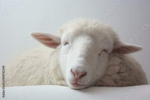 Soothing Sheep sleep cloud white. Fun comic lamb snooze wool. Generate Ai