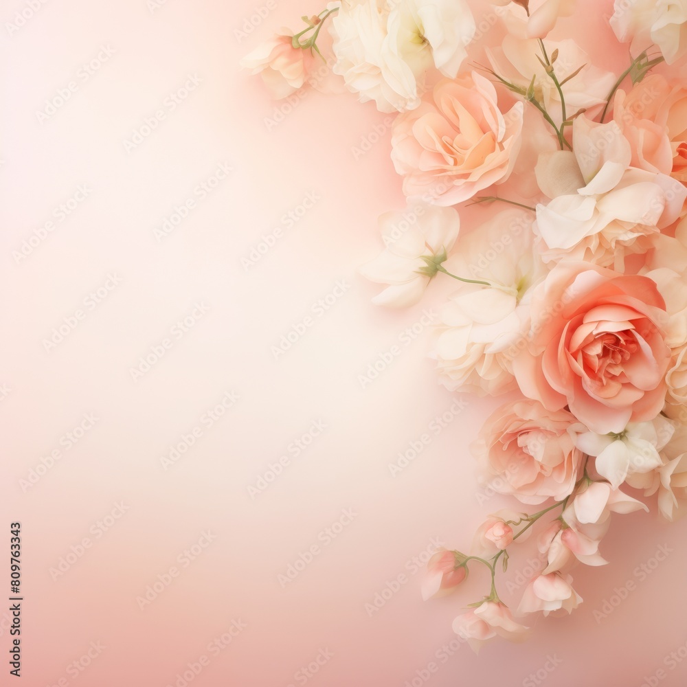 A beautiful bouquet of pink and white roses with a blurred background in light pink. ,background