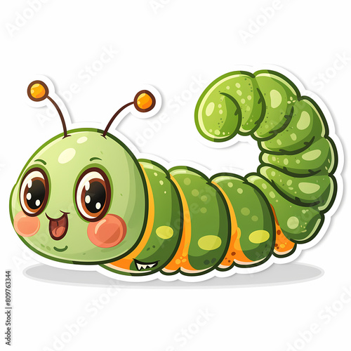 Cute caterpillar cartoon on a White Canvas Sticker vector image