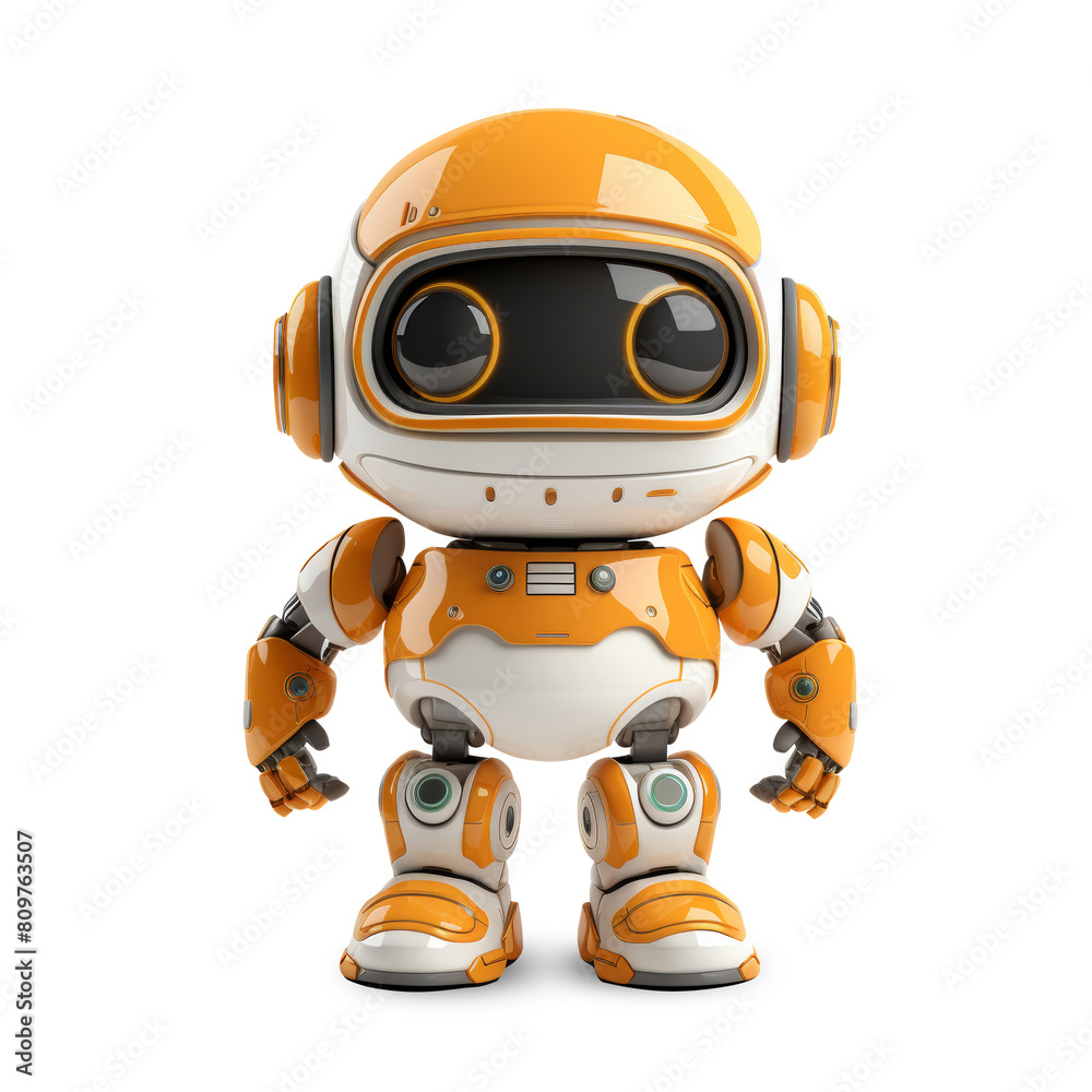 Cute futuristic yellow robot character